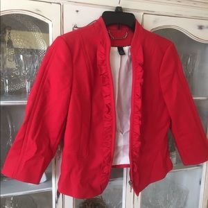 White House Black Market Red 3/4 Sleeve Jacket